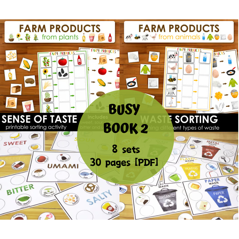 A495 [PDF] Busy Book 2 / 8 sets 30 pages preschool kindergarten