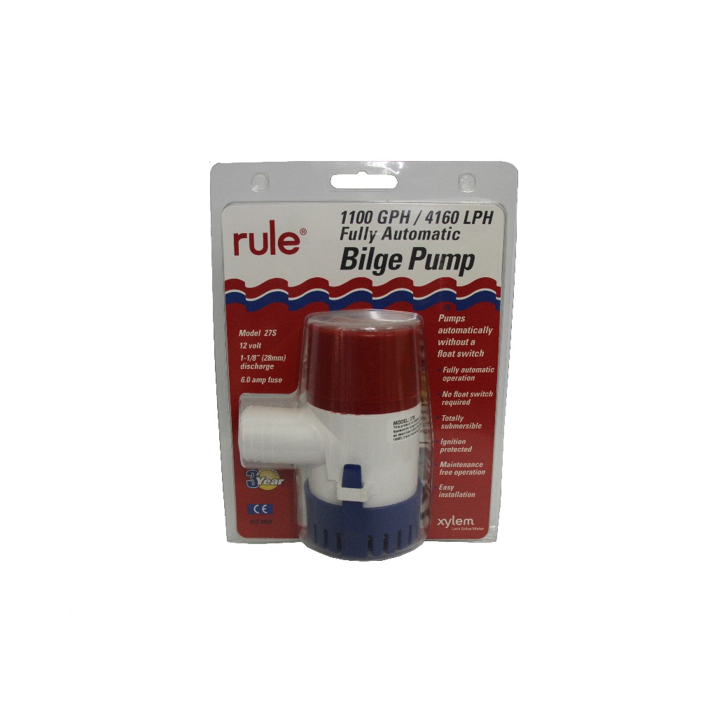 Boating Rule 27S Automatic Bilge Pump 1100 GPH Marine 12V DC 1-1/8 ...