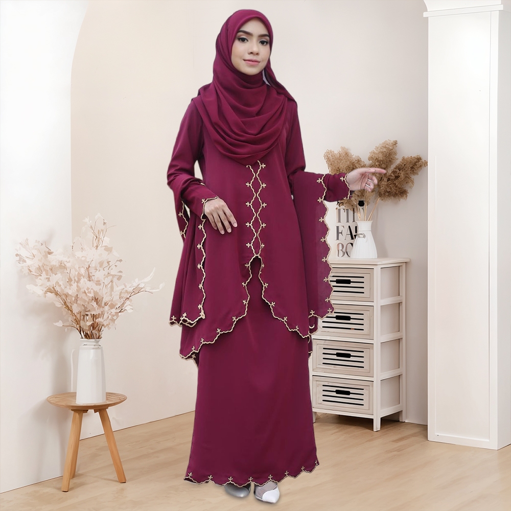 Baju Raya Akad Nikah Perempuan Kebaya Ironless Lace Baju Kurung Moden ...