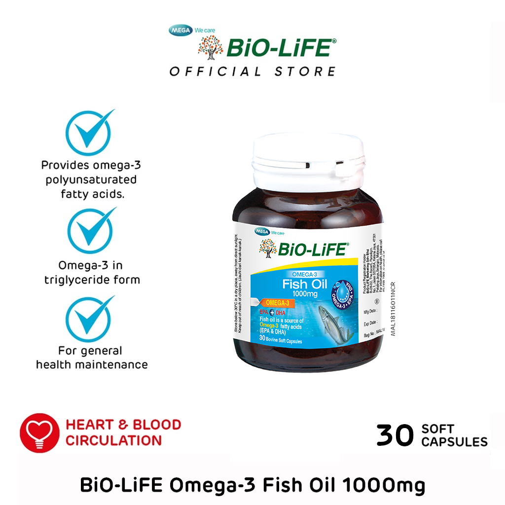 BiOLiFE Omega3 Fish Oil 1000mg 30 capsules (EXPIRY DATE DECEMBER 2025