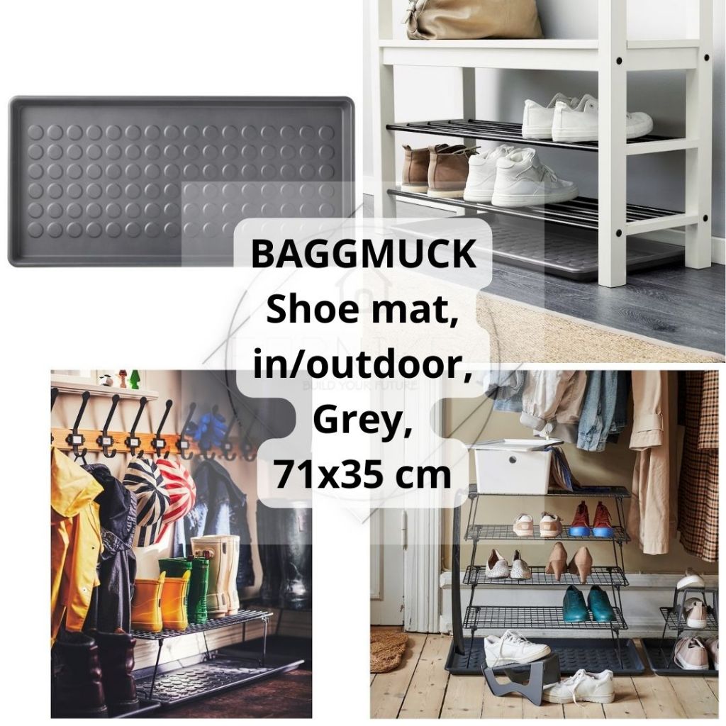 IKEA BAGGMUCK Shoe mat in outdoor 71x35 cm Grey Grey Green Yellow Shopee Malaysia