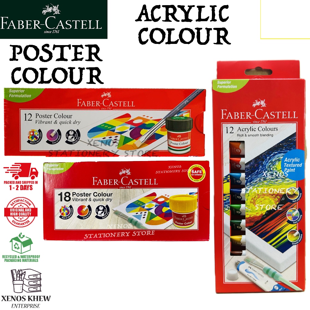 FABER CASTELL POSTER COLOUR 12 COL 18 COL / FABER-CASTELL WARNA POSTER ...