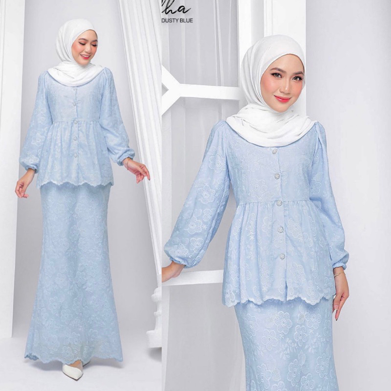 Hot Design 🔥 Baju Kurung Peplum Sulam Embroider Lace Flowy Cantik Murah