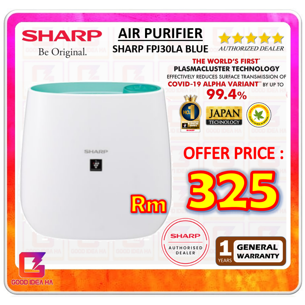 【WITH FILTER Sharp Plasmacluster Ion Air Purifier FPJ30LB /FPJ30LA /FPJ30L (BLACK / BLUE)