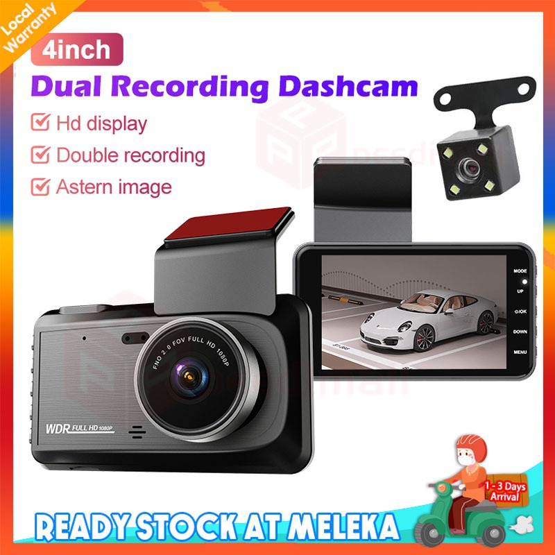 4Inch Car Dash Cam Dual Channel Camera Lens Full HD 1080P Monitor DVR ...
