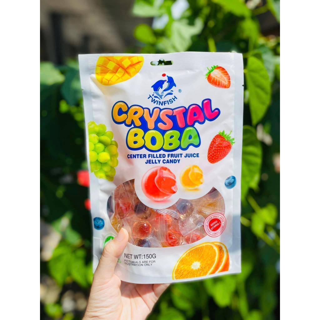 150g Sweet Twinfish Crystal Boba Center Filled Fruit Juice Jelly Candy
