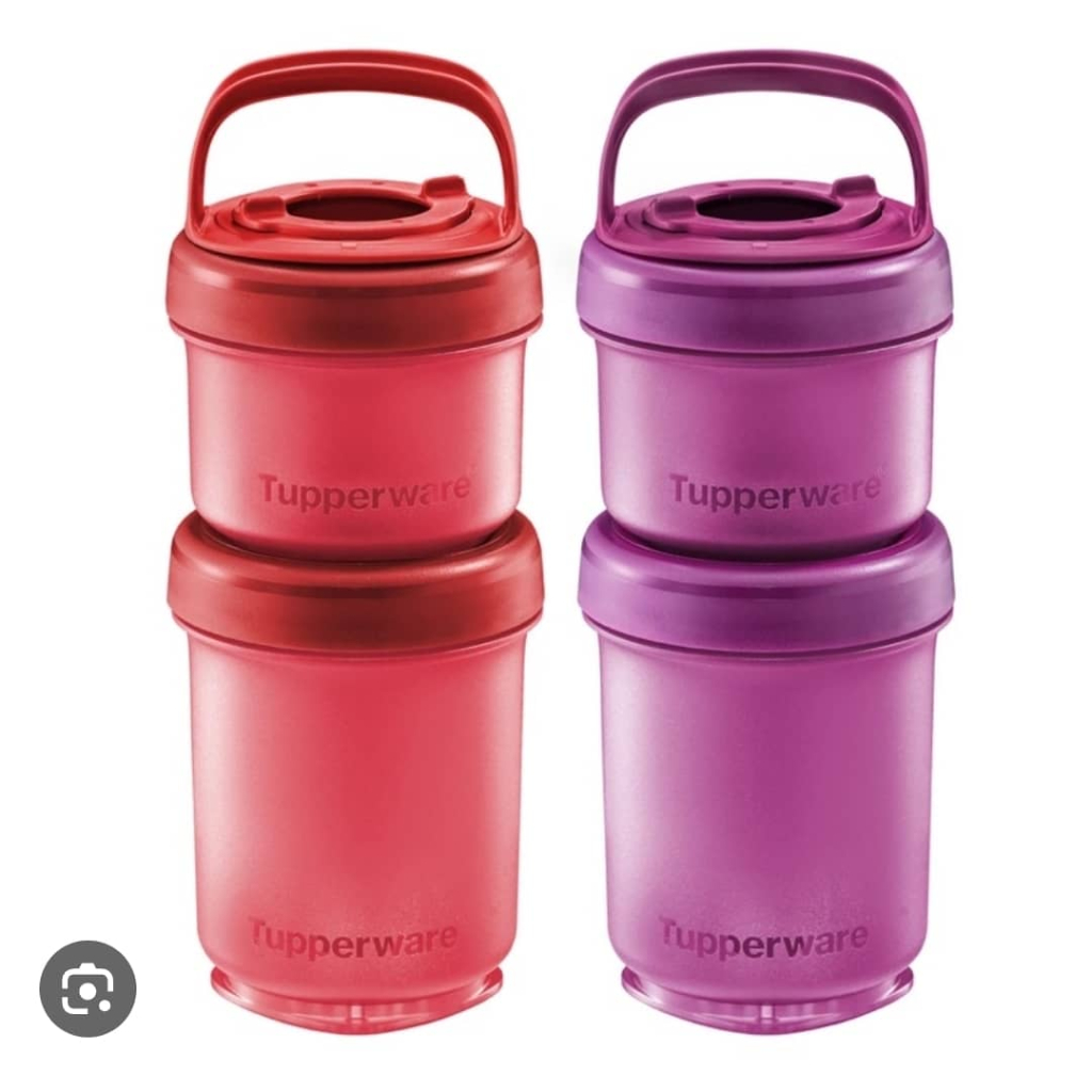 Tupperware Twist N Snack with Handle 200ml (1 PC) + 350ml (1 PC) - Red ...