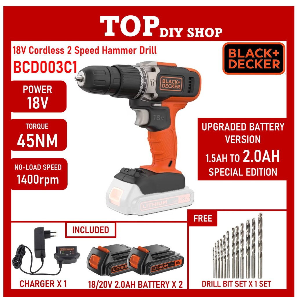 Black and decker hammer deals drill 20v