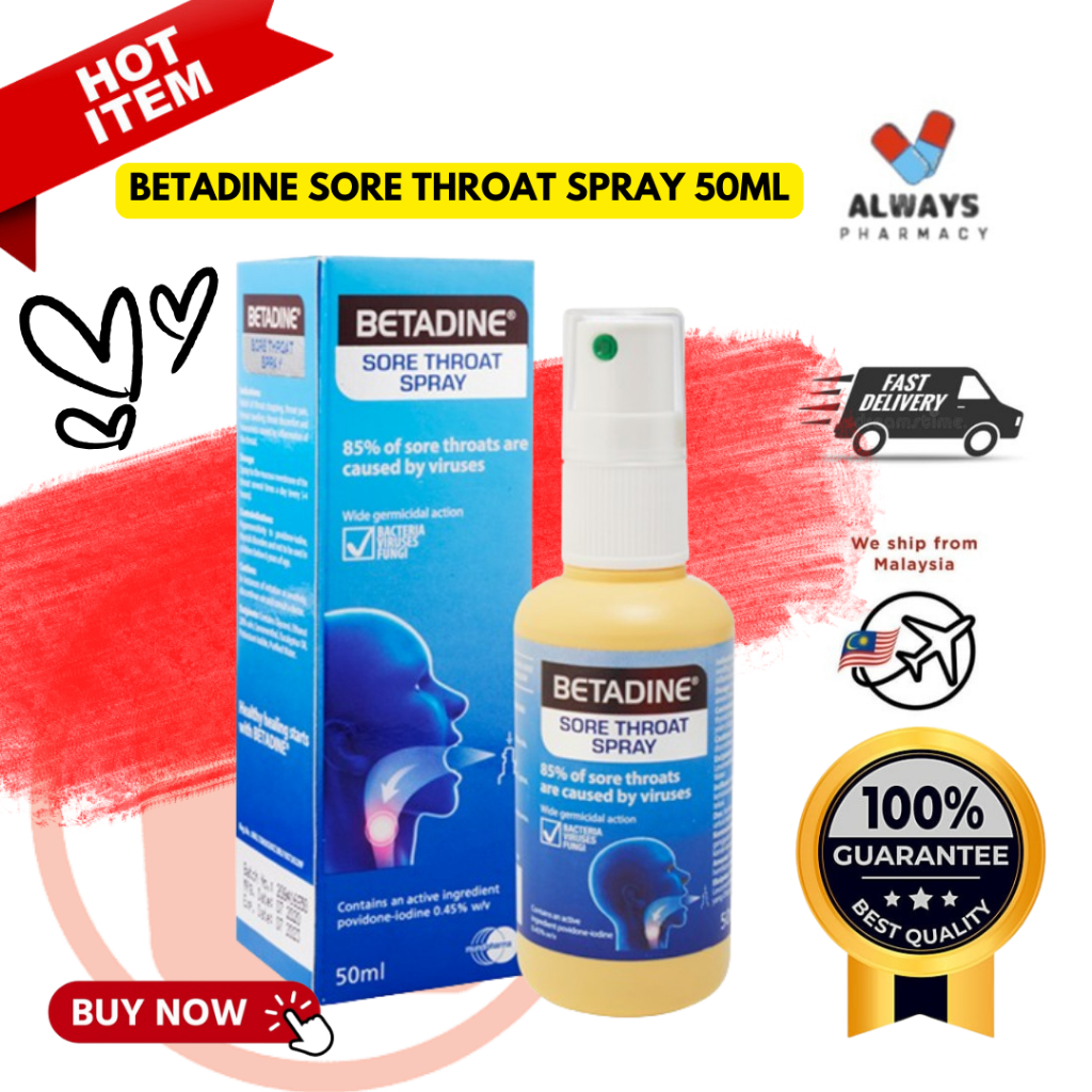 BETADINE SORE THROAT SPRAY 50ML NEW SPRAY FOR SORE THROAT MOUTH ULCER