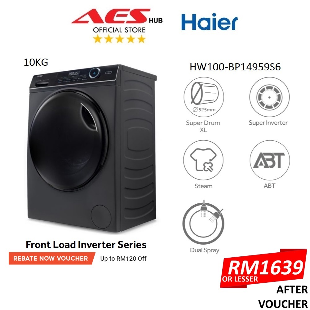 Haier 10KG Front Load Washing Machine BLDC Inverter Steam Wash Auto
