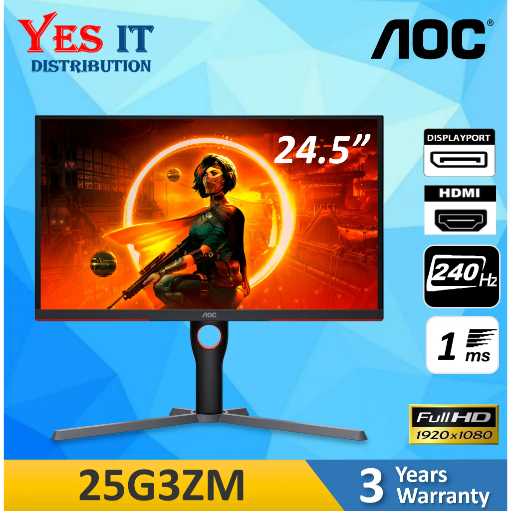 MMD lanceert de AOC Gaming 25G3ZM/BK 24,5 inch 240Hz monitor