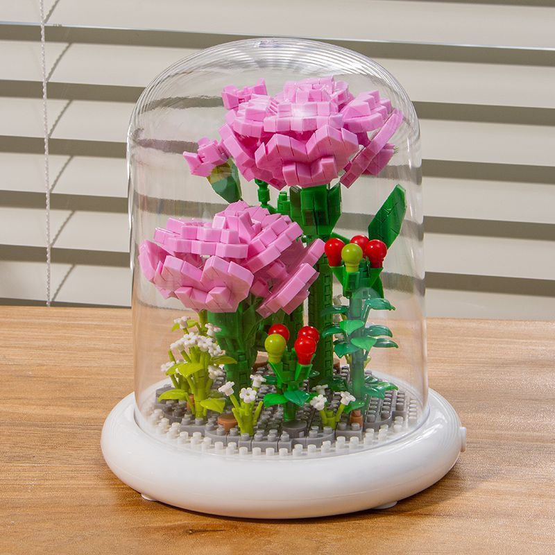 Lotus Carnation Sunflower Bunga Bricks With LED Compatible Lego Flower ...