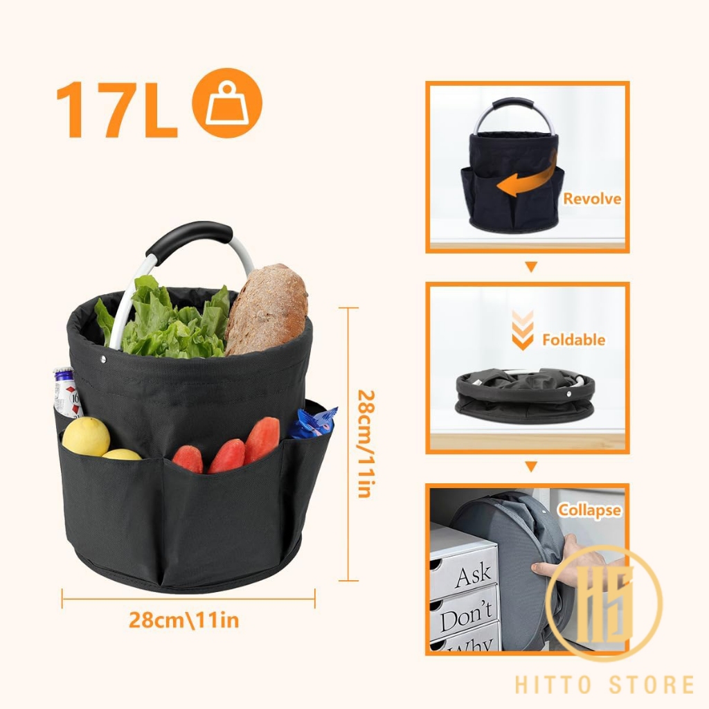 Panier De Pique-nique 17L En Toile Oxford | Sac Plage Réutilisable Et Résistant