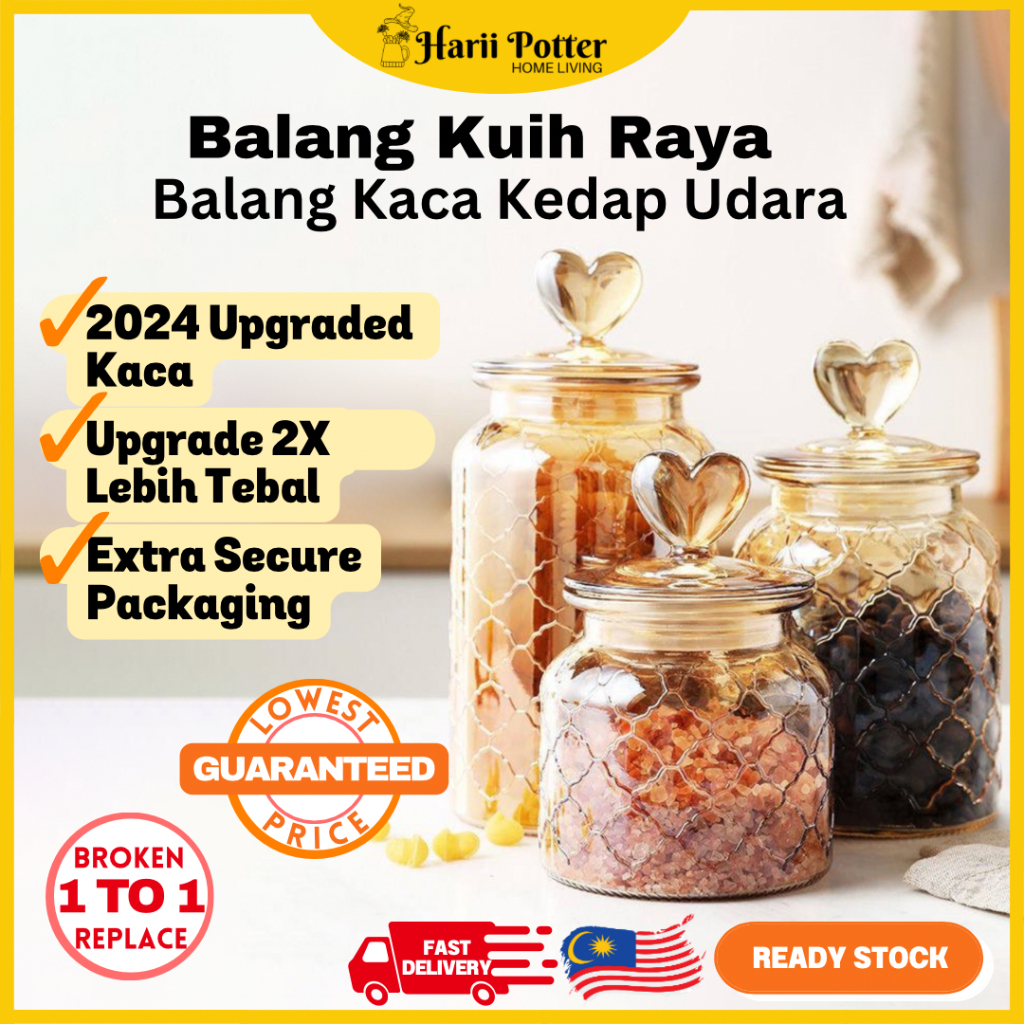 Bekas Kuih Raya Set Viral Set Balang Kuih Raya Kedap Udara Balang Kaca Bekas Kuih Raya