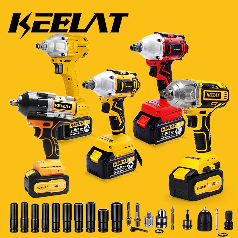 KEELAT KID001/2/3/5/6 Impact Wrench Cordless High Torque 1/2 Cordless Wrench Impact Gun Heavy