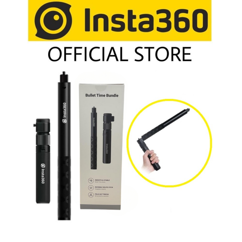 Insta360 Bullet Time Bundle Invisible Selfie Stick Handle with Fold Tripod  Stand for X3 ONE X2 ONE RS