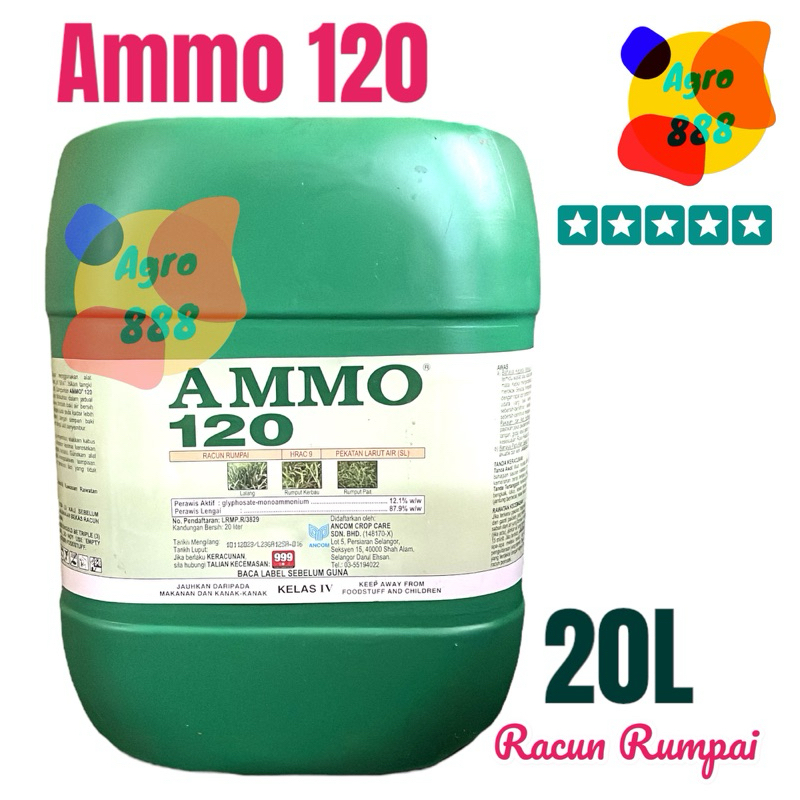 Ammo120 20L/Racun Lalang&Rumput/Racun serap/Glyphosate 12%/Ammo 120 ...