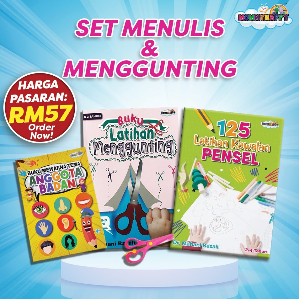 [MOMMYHAPPY] SET LATIHAN MENULIS DAN MENGGUNTING | BUKU AKTIVITI KANAK ...