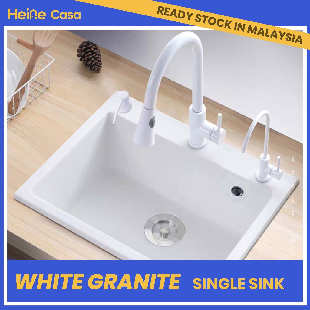 ???NEW ARRIVAL??? WHITE Granite Kitchen Single Bowl Basin Sink 50x 43cm - 2 ...