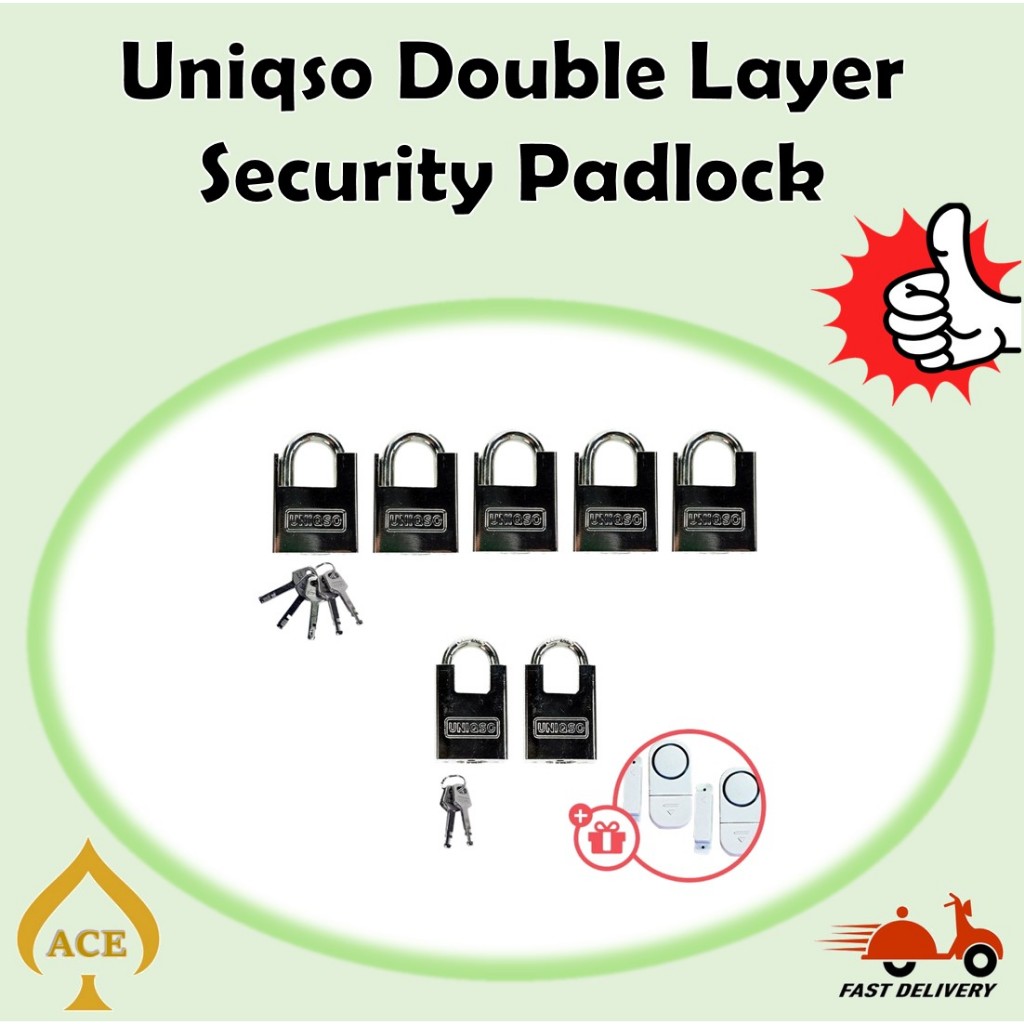Uniqso Double Layer High Security Stainless Steel Padlock 30mm 50mm ...