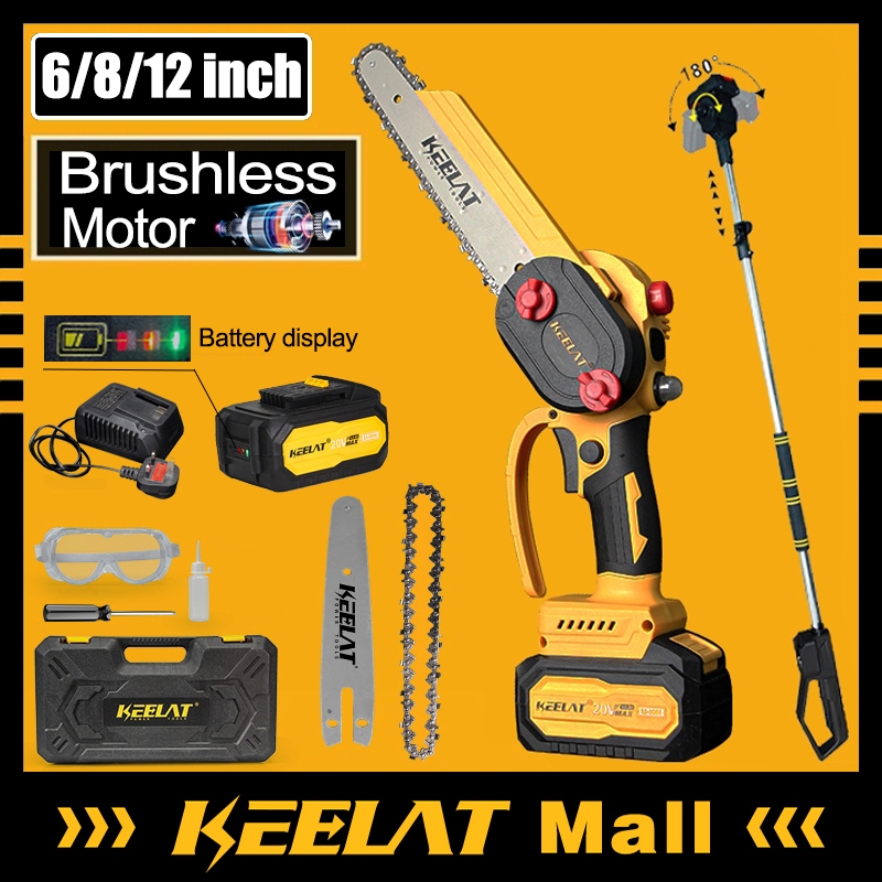 KEELAT 6/8/12 Inch Brushless motor Chainsaw Cordless Wood Pruning ...