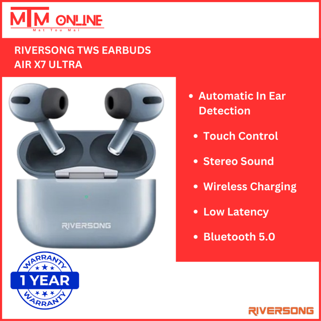 RIVERSONG Air X7 Ultra TWS Earbuds with In-ear Detection | Shopee Malaysia