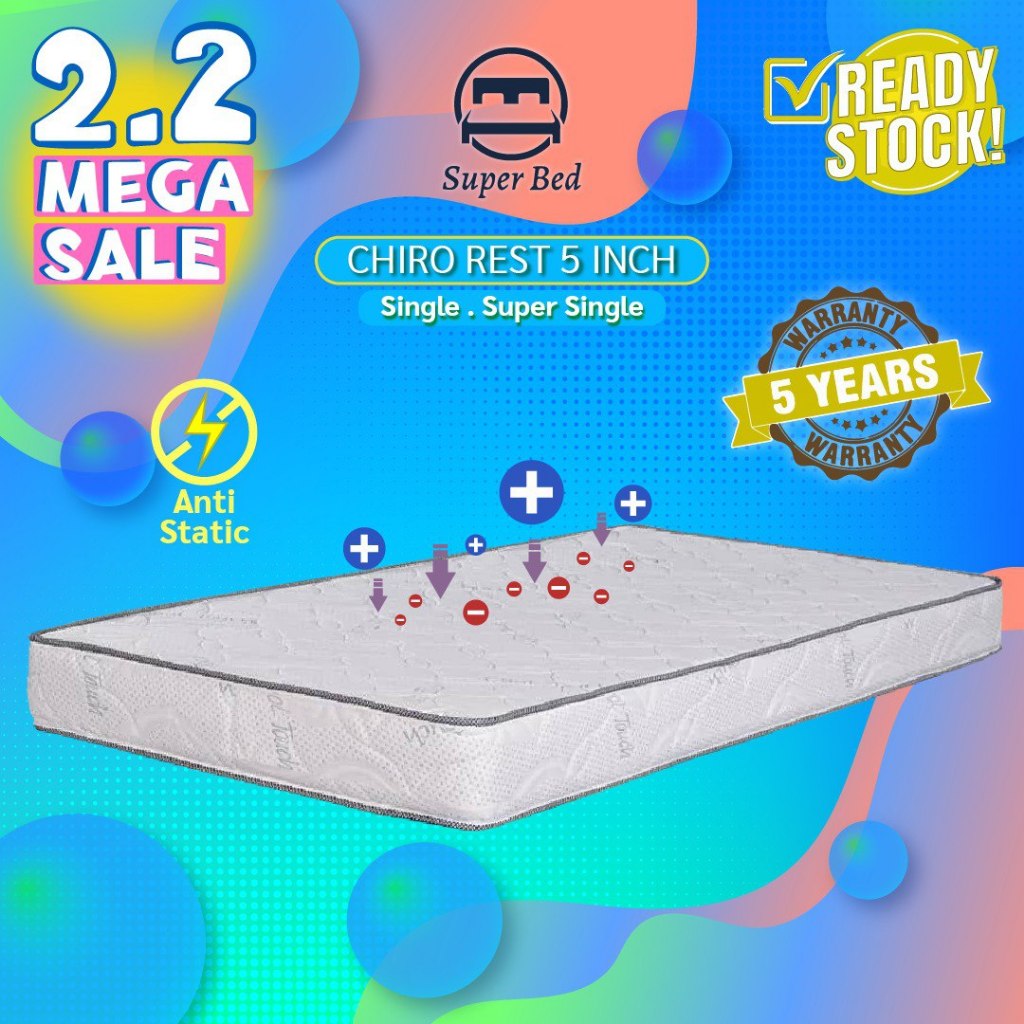 (READY STOCK) ECOLEX CHIRO REST 5 Inch Hotel Grade SINGLE / SUPER