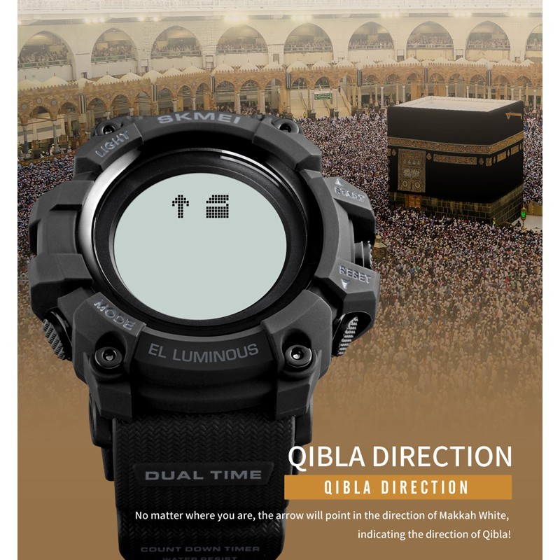 Jam Kiblat dan Watku Solat Skemi 1680 Digital Watch with Qibla