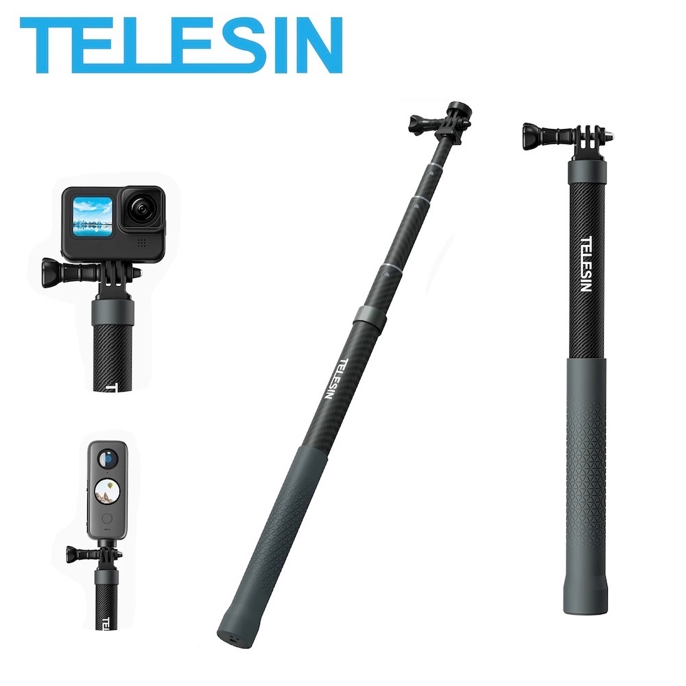 TELESIN 3M Carbon Fiber Invisible Selfie Stick Monopod For GoPro