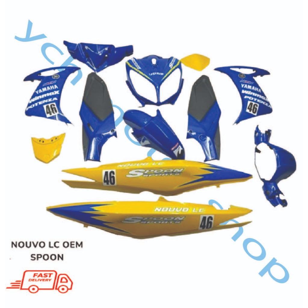 Yamaha Nouvo Lc Nouvolc Spoon New Design 2024 Oem Body Cover Set Sticker Stripe Siap Tampal