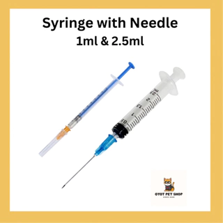 2.5ml Luer lock Syringe with diameter 25G Long 1Inch Needle, Sealed Package  (100)