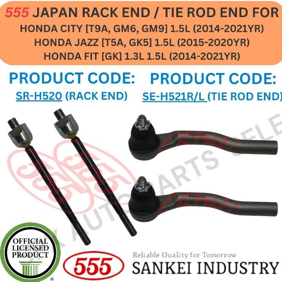 555 GENUINE JAPAN TIE ROD END / RACK END FOR HONDA CITY [T9A, GM6, GM9 ...