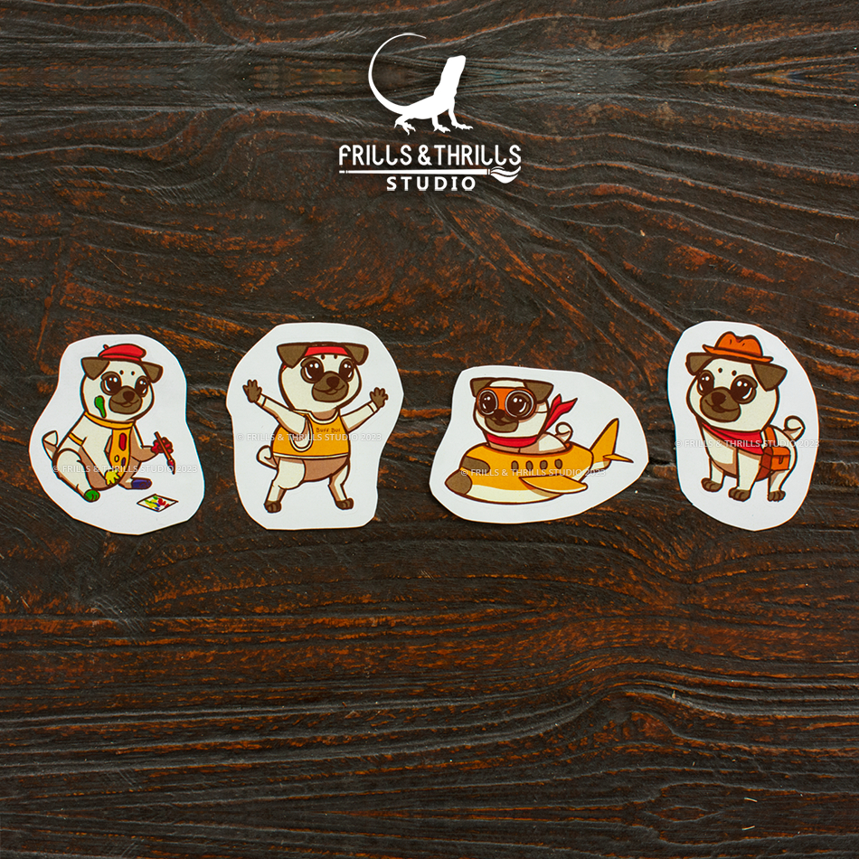 ‼️READY STOCK‼️ | Stickers | Cartoon Dog Puppy Pug Cute Animal Pets ...