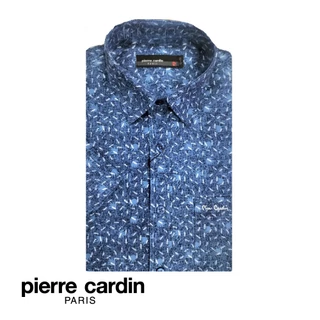 PIERRE CARDIN MEN'S SHORT SLEEVE PRINTED SHIRT WITH POCKET (100% COTTON) - BLUE (W3560B-11433)