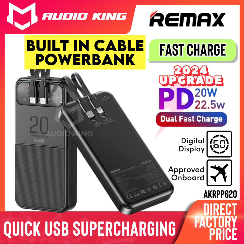 REMAX Super Fast Charging 22.5W Powerbank 20000mAh PD Android USB Type ...
