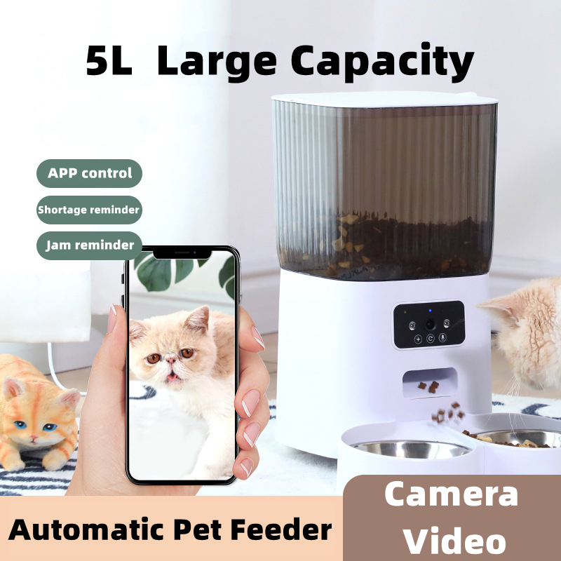 5L Cat Feeder Automatic Dog Food Dispenser with Camera Video APP Bekas ...