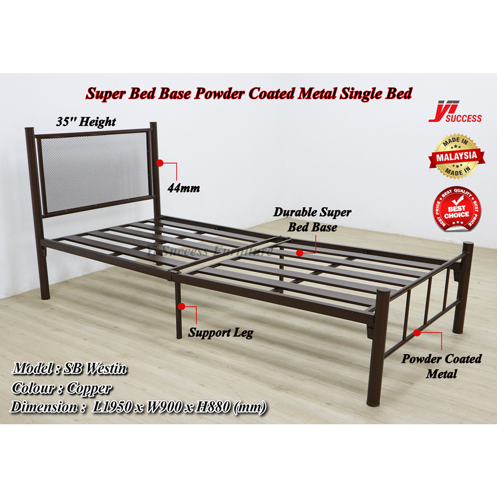 Yi Success Westin Super Bed Base Metal Single Bed Frame / Powder Coated ...