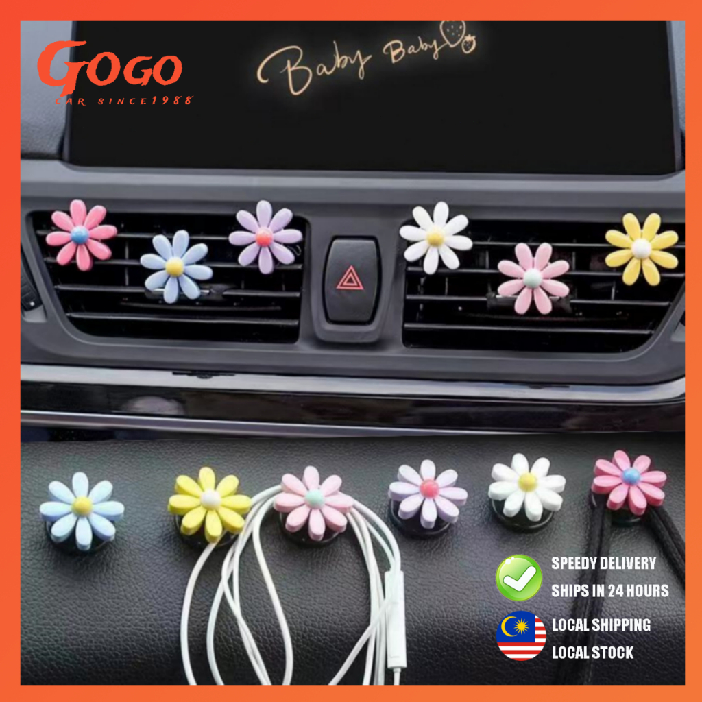 Car cartoon daisy air outlet decorative clip, creative and cute ...