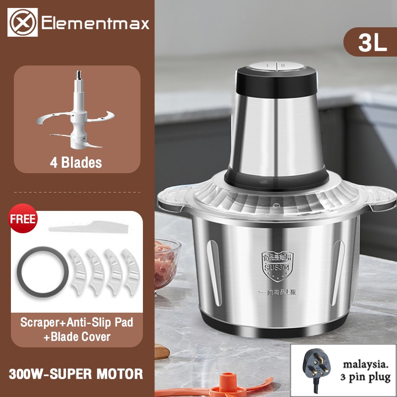 3 Speed Electric Meat Mincer 400W Power 3L Food Processor Glass Bowl