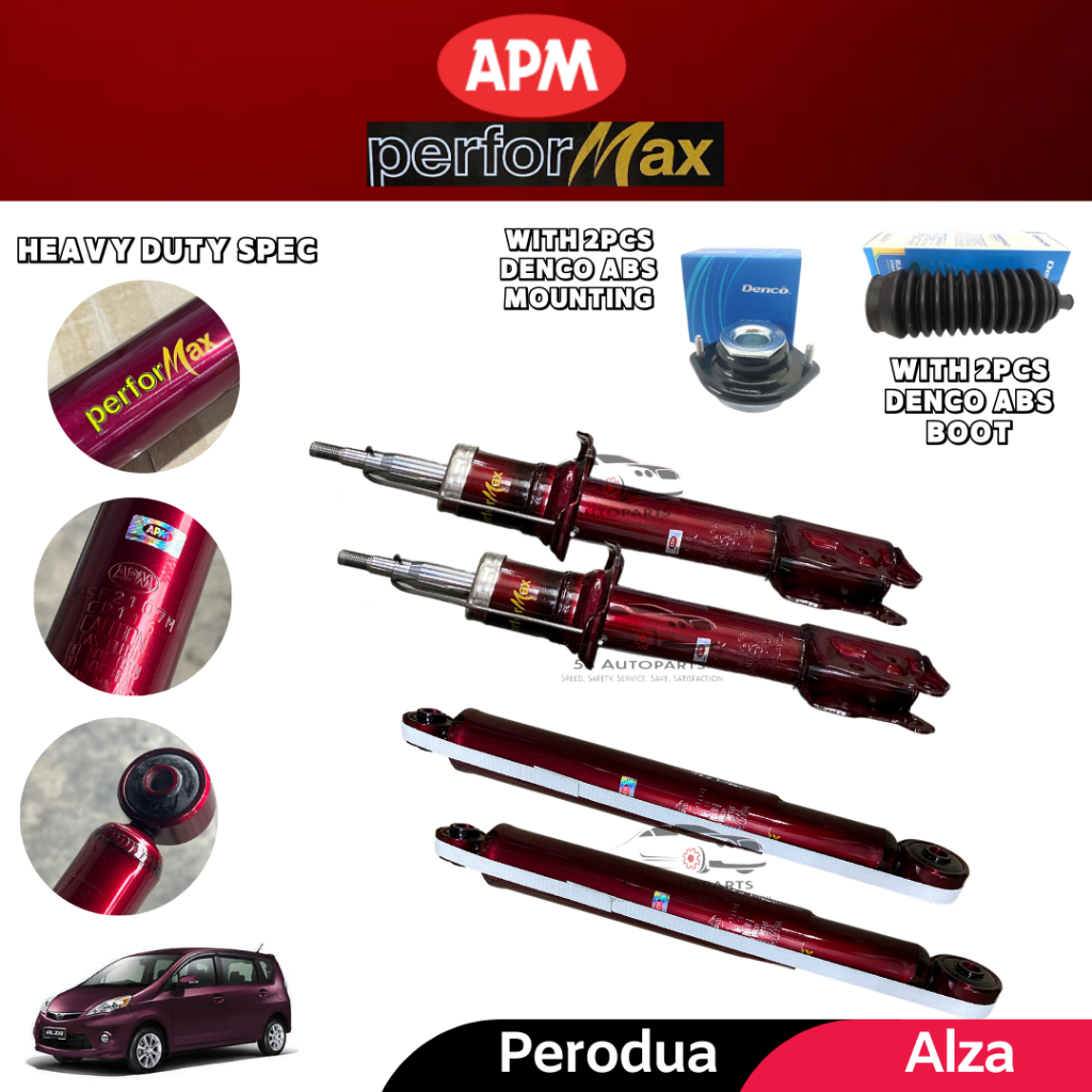 APM Performax Alza Front Rear Heavy Duty Absorber Set With Denco