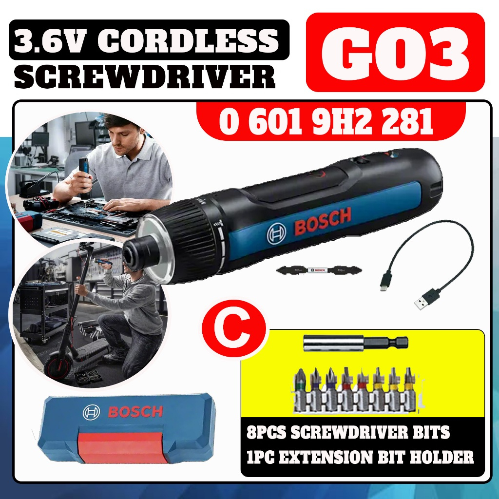 BOSCH GO 3 / GO3 PROFESSIONAL 3.6V CORDLESS SCREWDRIVER - 3 PACKAGES ...