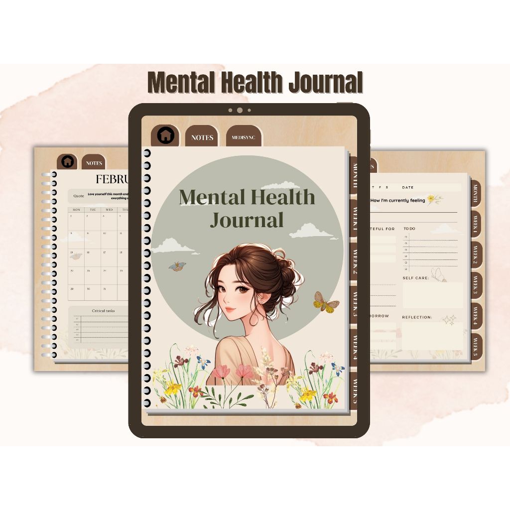 Mental Health Monthly Journal Planner Log Wellness Keeping Paperless | Shopee Malaysia