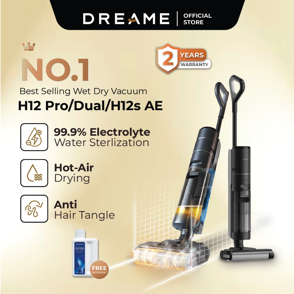 Dreame H12 Pro/ H12 Dual/H12s AE Wet and Dry Cordless Vacuum Cleaner 2 Edge  Cleaning 99.9% Sterilization Hot-Air Drying
