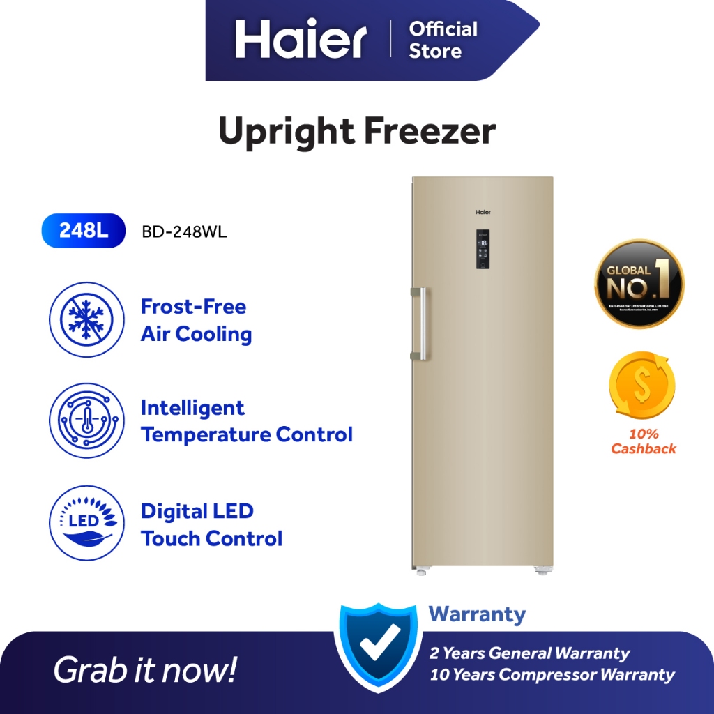 Haier 250L Upright Freezer Digital Touch Control Frost Free BD248WL