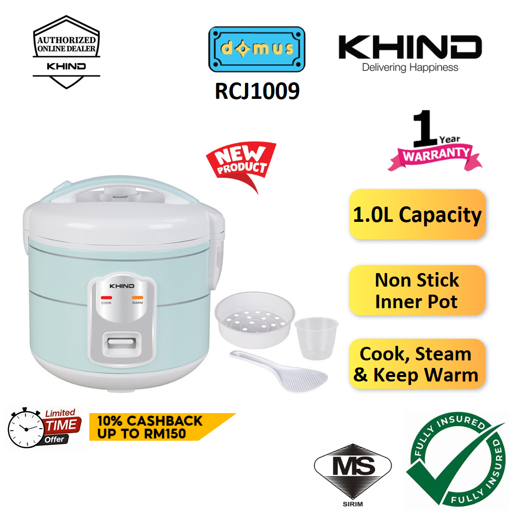 Khind Mini Jar Rice Cooker With Food Steamer Tray Periuk Nasi Elektrik