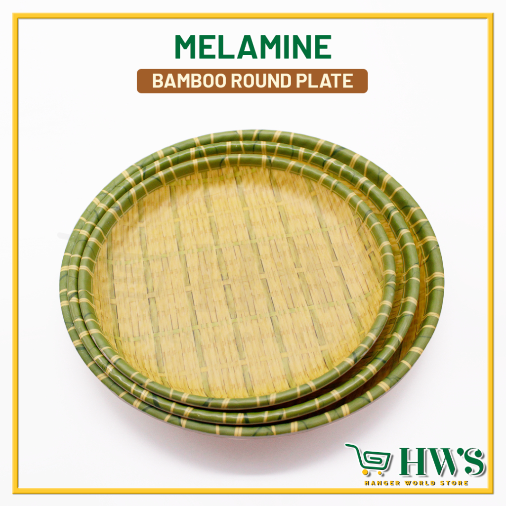 HWS MELAMINE BAMBOO ROUND PLATE PINGGAN PIRING DULANG CORAK BULUH ...