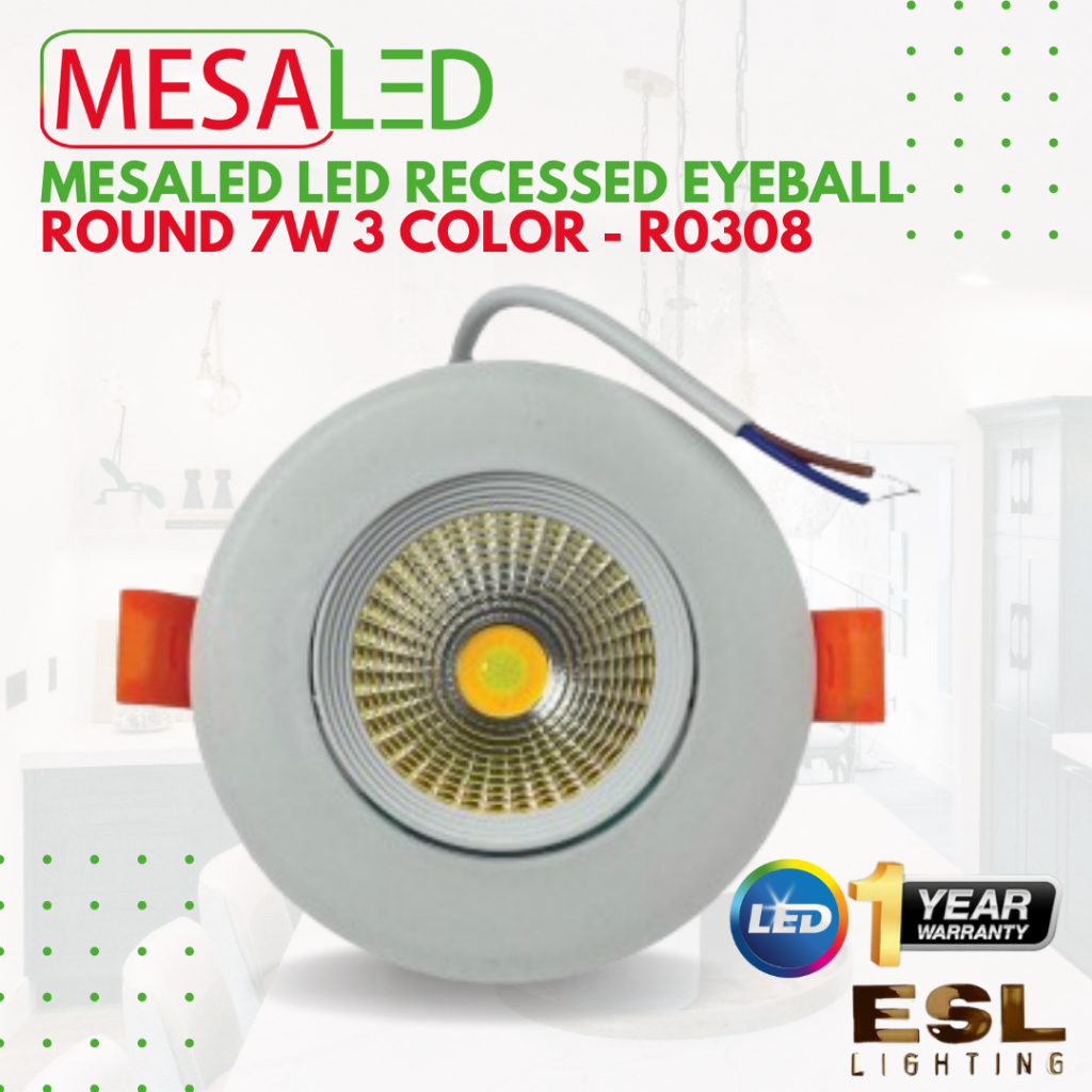 MESALED LED RECESSED EYEBALL ROUND 7W 3 COLOR - R0308-3C | Shopee Malaysia