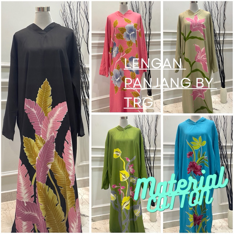 Kaftan Batek Trg Lengan Panjang Baju Kelawar Lengan Panjang Baju