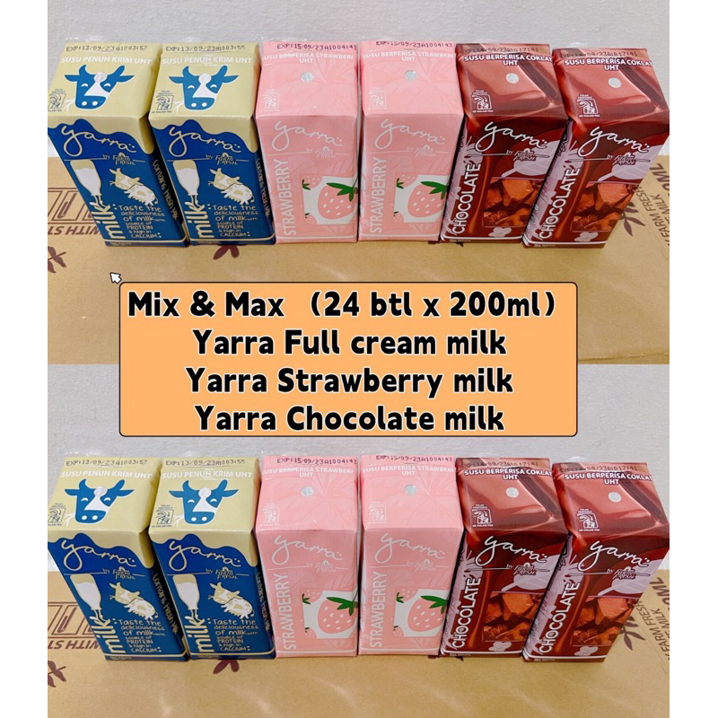 Yarra By Farm Fresh Full Cream Milk(200ML x 24 btl) 3 flavors in 1 box