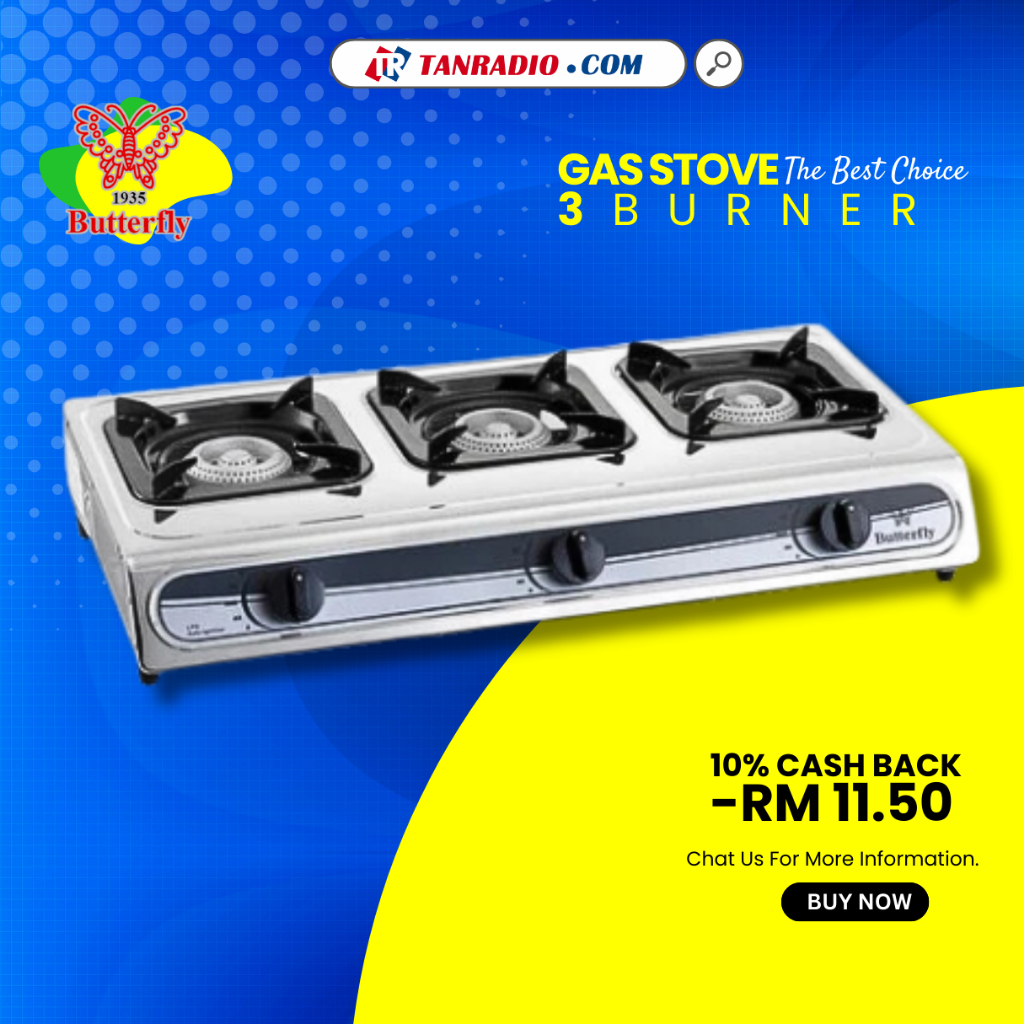 Butterfly Triple Gas Glass Stove 3 Burner BUTBGC3011L Shopee Malaysia